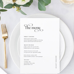 5x7" Classic Wedding Table Menu Cards Flat Menu