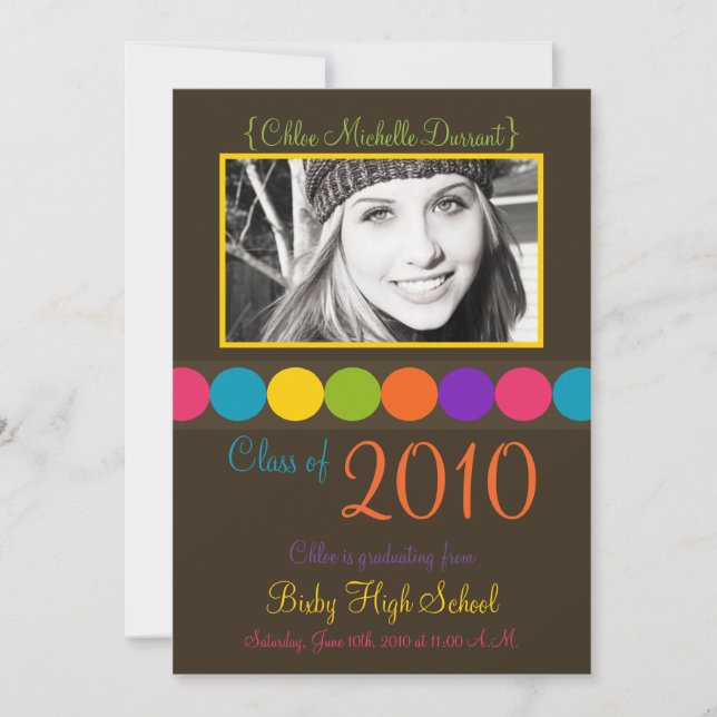 5x7 Colorful Brown Photo Graduation Faire-part (Devant)