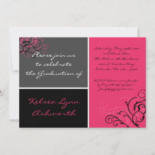 5x7 Colorful Pink Carré Box Invitation de diplôme