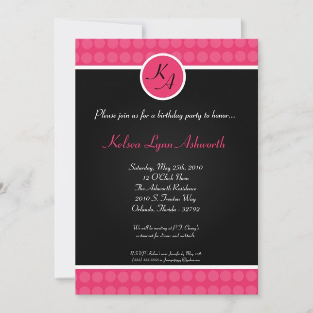 5x7 Colorful Pink Poka Dot Invitation Anniversaire (Devant)