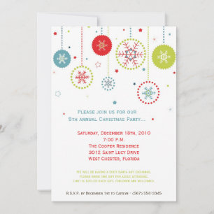 5x7 Colorful Snowflake Christmas Invitation
