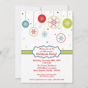 5x7 Colorful Snowflake Fête de Noël Invitation