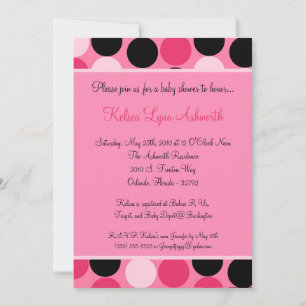 5x7 Colourful Pink Polka Dot Baby Shower Invitatio Invitation