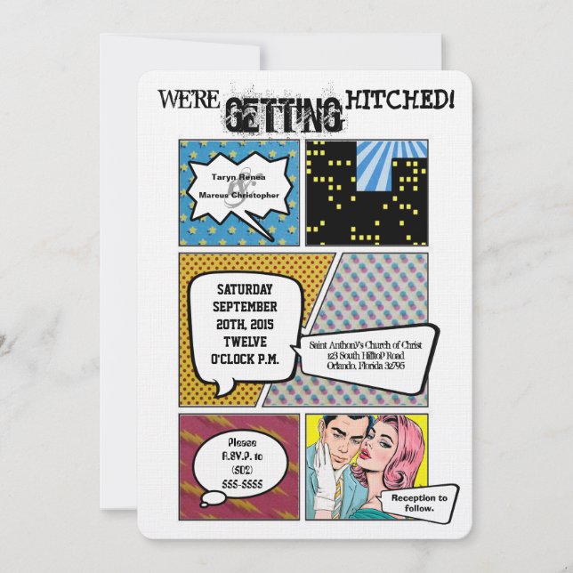 5x7 Comic Strip Book Pop Art Co Wedding Invitation (Front)