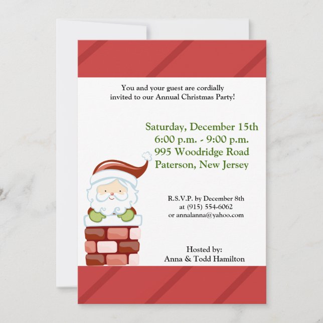 5x7 Coming Down the Chimney Invitation (Front)