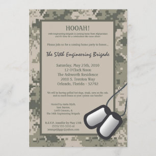 5x7 Coming Home Invitation ARMY Camo ACU Print