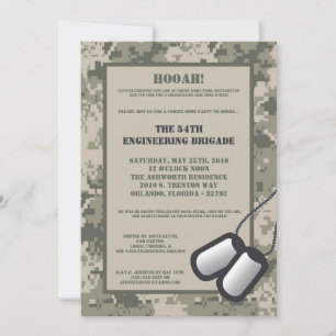 5x7 Coming Home Invitation ARMY Camo ACU Print
