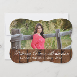 5x7 Country Rustic Barn Wood Senior Announcement