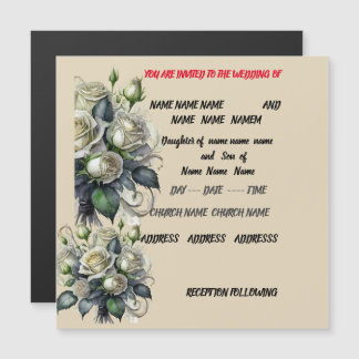 5x7 creme rose wedding invite