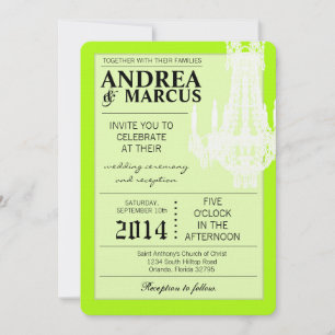 5x7  Crystal Chandelier Glitz Wedding Invitation