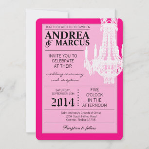 5x7  Crystal Chandelier Glitz Wedding Invitation