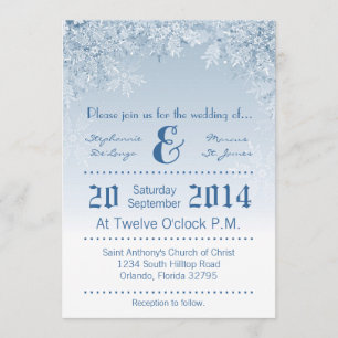 5x7 Crystal Snowflakes Invitation de mariage hiver