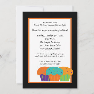 5x7 Cupcakes Halloween Bash Party Invitation