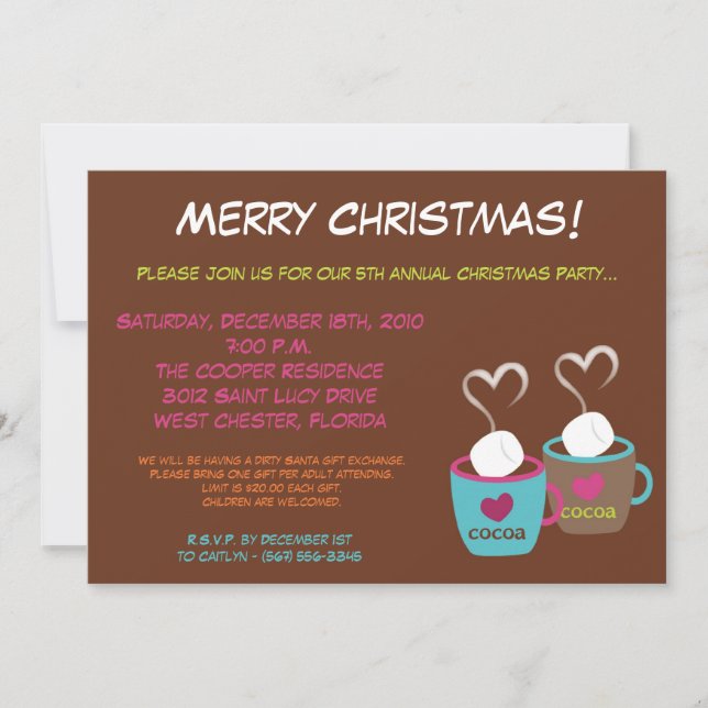 5x7 Cups de cacao modernes Noël Invitation (Devant)