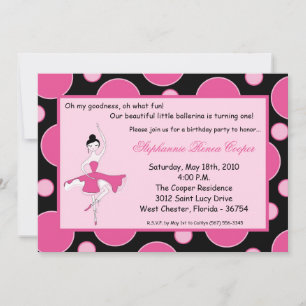 5x7 Danse Ballerina Invitation de fête d'anniversa