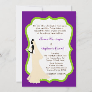5x7 Dark Purple Bride Wedding Invitation