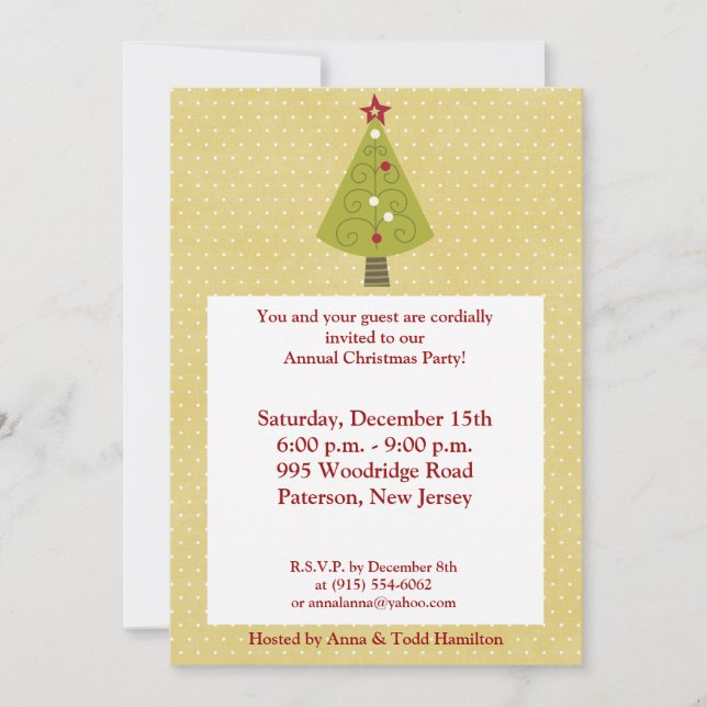 5x7 Decorated Christmas Tree Invitation (Front)