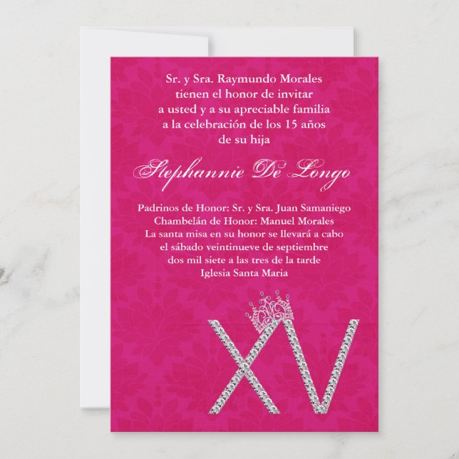 5x7 Diamond Topaz Quinceanera Birthday Invitation (Front)