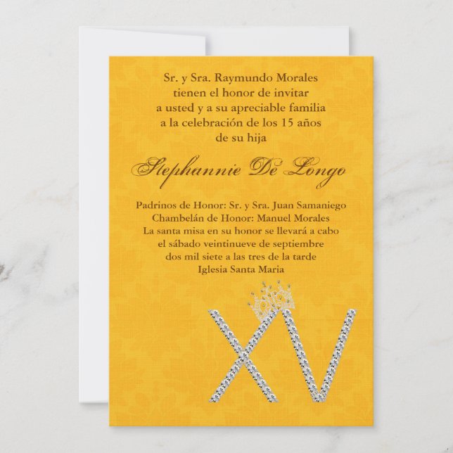 5x7 Diamond Topaz Quinceanera Birthday Invitation (Front)