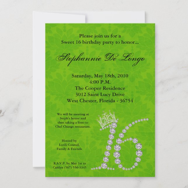 5x7 Diamond Topaz Sweet 16 Anniversaire Invitation (Devant)