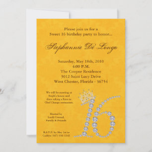 5x7 Diamond Topaz Sweet 16 Anniversaire Invitation
