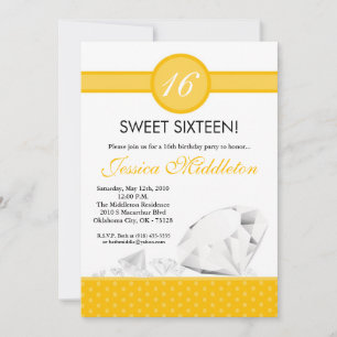 5x7 Diamonds Jewels Sweet 16 Birthday Invitation