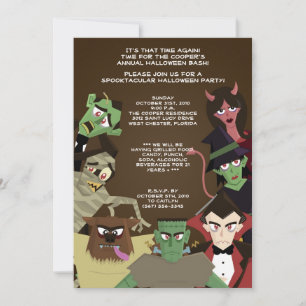 5x7 DraculaMonster Halloween Bash Party Invitation
