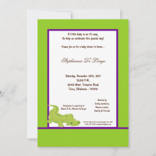5x7 Electric Green Aligator Baby Shower Invitation