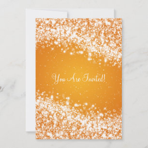 5x7 Elegant Wedding Sparkling Wave Orange Invitation