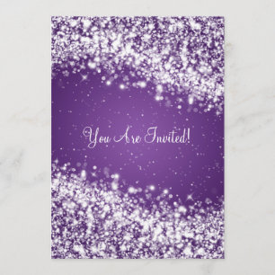 5x7 Elegant Wedding Sparkling Wave Purple Invitation