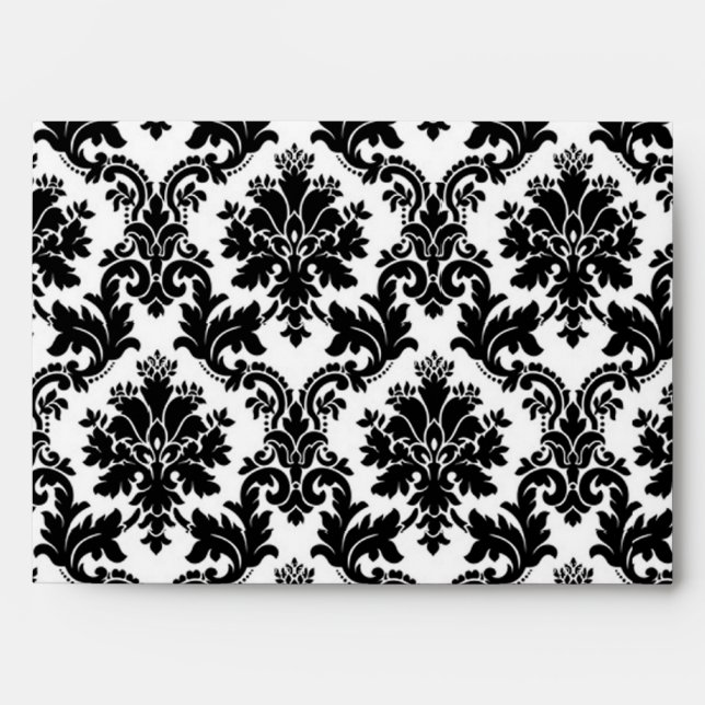 5x7 Envelope Black Damask Outside Black Inside (Front)