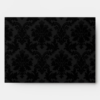 5x7 Envelope Black Damask Outside Purple Inside