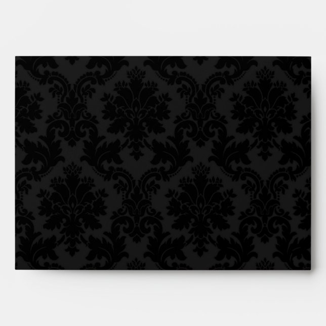 5x7 Envelope Black Damask Outside Teal Inside (Front)