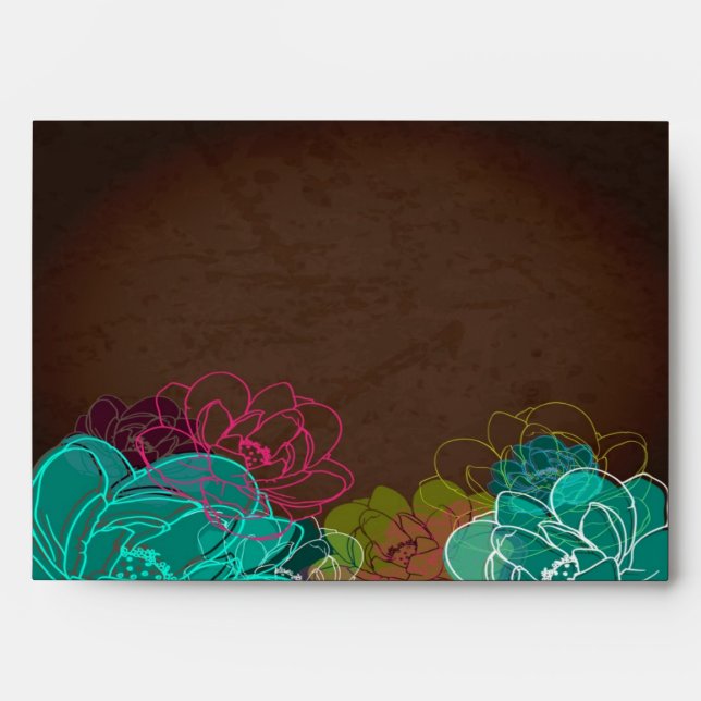 5x7 Envelope Neon Floral Outside Hot Pink Inside (Front)