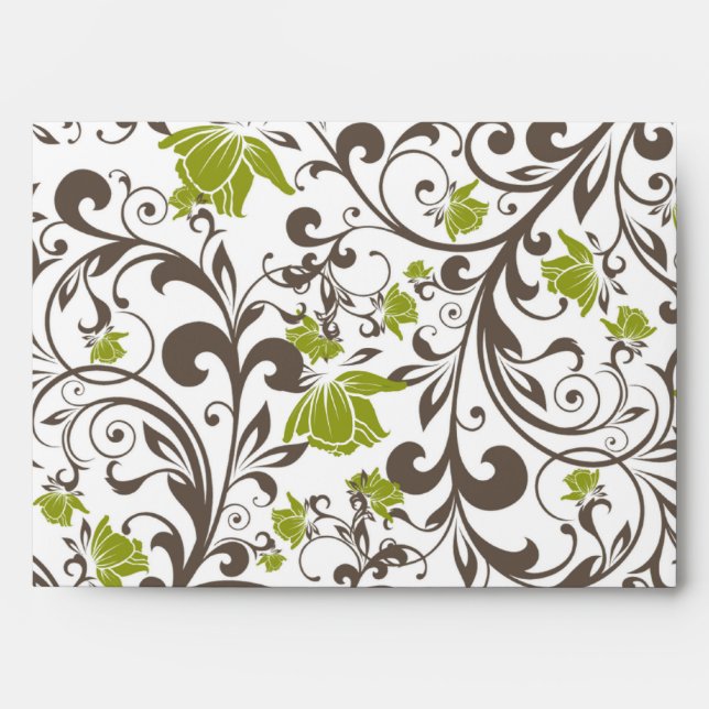 5x7  Envelope Option 1 Green Floral with Branch (Front)