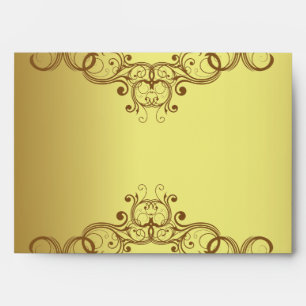 5x7  Envelope Option 3 Gold and Black Damask