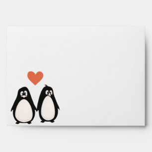 5x7  Envelope Option 3 Penguin Love/Hearts Peach