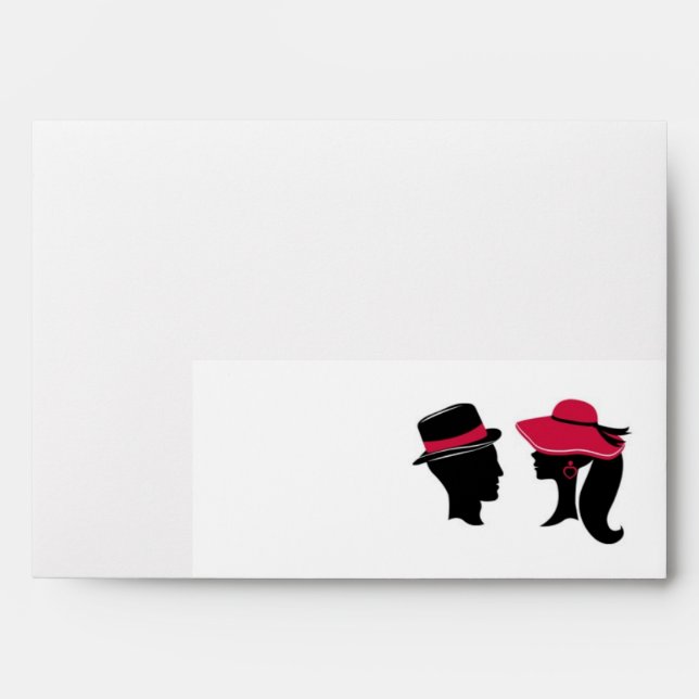 5x7 Envelope White Outside Black Stripe Formal Hat (Front)