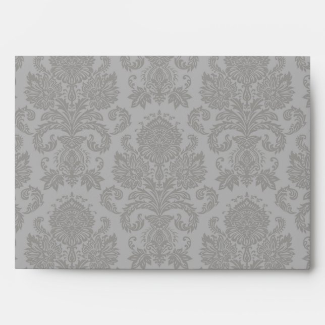 5x7 Enveloppe gris Damas à l'extérieur rose chaud  (Devant)