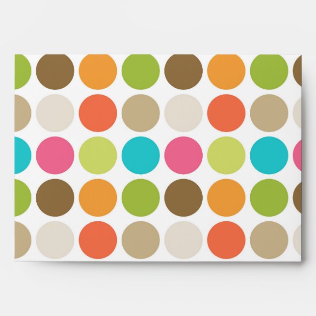 5x7 Enveloppe Polka Dot Damask Turquoise à l'intér (Devant)