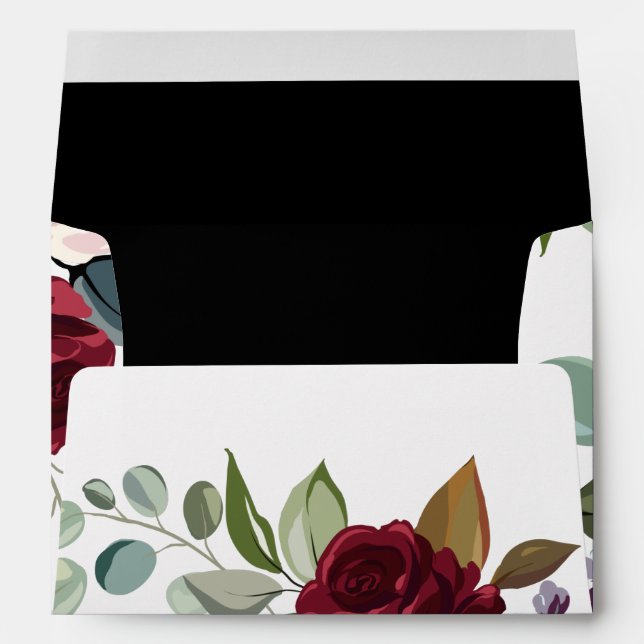 5x7 Enveloppe Roses blanches or géométrique (Dos (Bas))