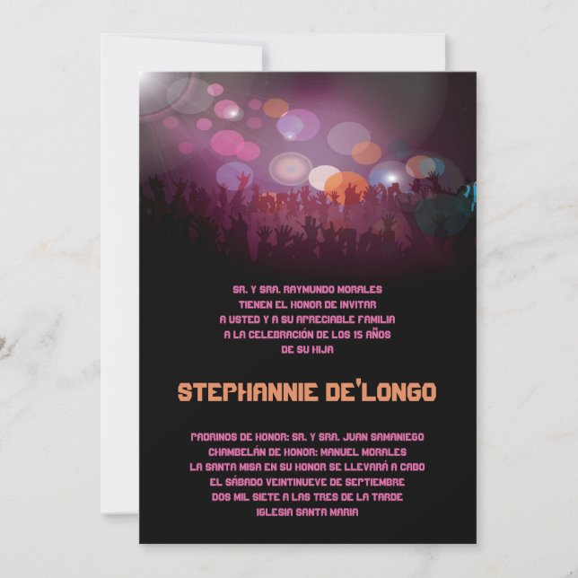 5x7 Espagnol Band Quinceanera Invitation d'anniver (Devant)