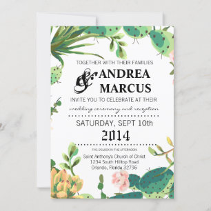 5x7 Faire-part de mariage Cactus Succulents