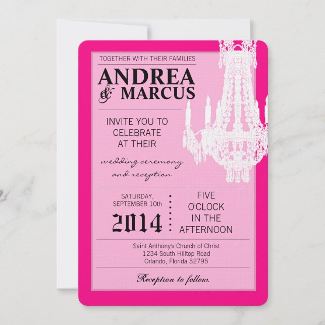 5x7 Faire-part de mariage de lustre de cristal Gli (Devant)