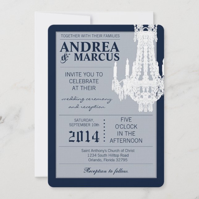 5x7 Faire-part de mariage de lustre de cristal Gli (Devant)