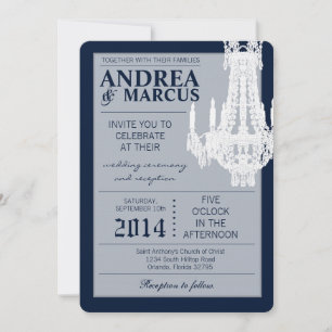 5x7 Faire-part de mariage de lustre de cristal Gli
