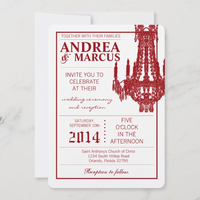 5x7 Faire-part de mariage de lustre de cristal Gli (Devant)