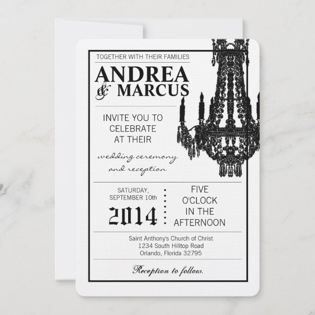 5x7 Faire-part de mariage de lustre de cristal Gli (Devant)