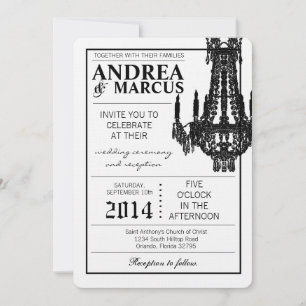 5x7 Faire-part de mariage de lustre de cristal Gli