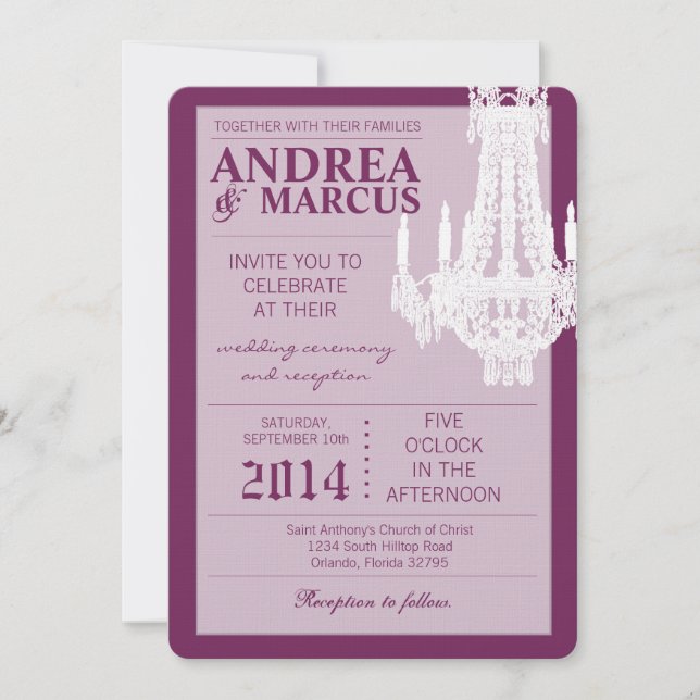 5x7 Faire-part de mariage de lustre de cristal Gli (Devant)